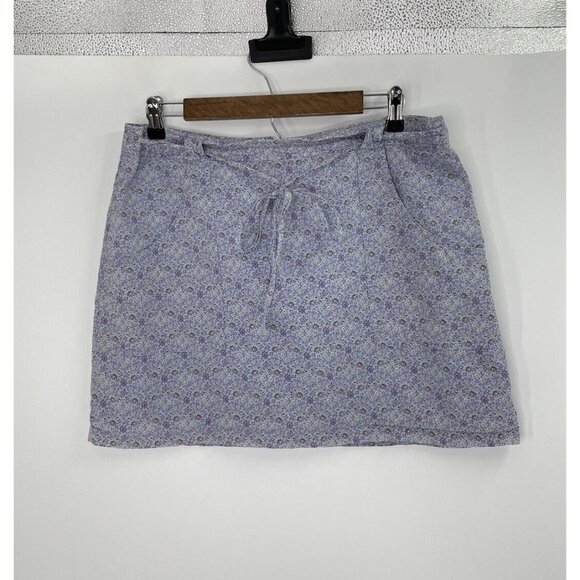 American Eagle Women’s Floral Cotton Mini Skirt Size 12 Drawstring Spring - Picture 2 of 7